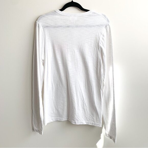 Mens Coho Apparel Logo Artisan Melange Henley Long Sleeve Shirt White Medium - Picture 9 of 13